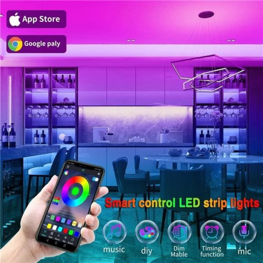 Led Lights for Bedroom 100ft (2 Rolls of 50ft) Music Sync Color Changing Lights